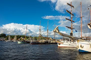 Windjammer on the Hanse Sail in Rostock, Germany van Rico Ködder