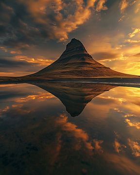 Rust en stilte aan het IJslandse bergmeer van fernlichtsicht