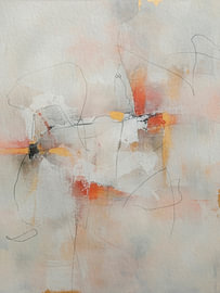 Abstract Minimalist Artwork Featuring Terracotta, Gold and Fine Lines