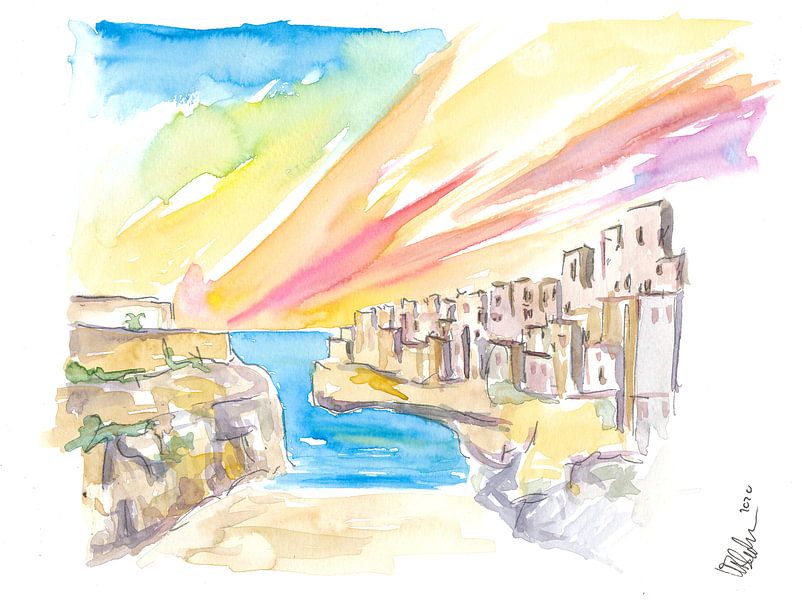 Polignano wunderbarer Morgen am Strand in Süditalien von Markus Bleichner
