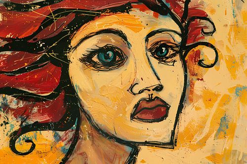 Expressief, surrealistisch portret van een vrouw
