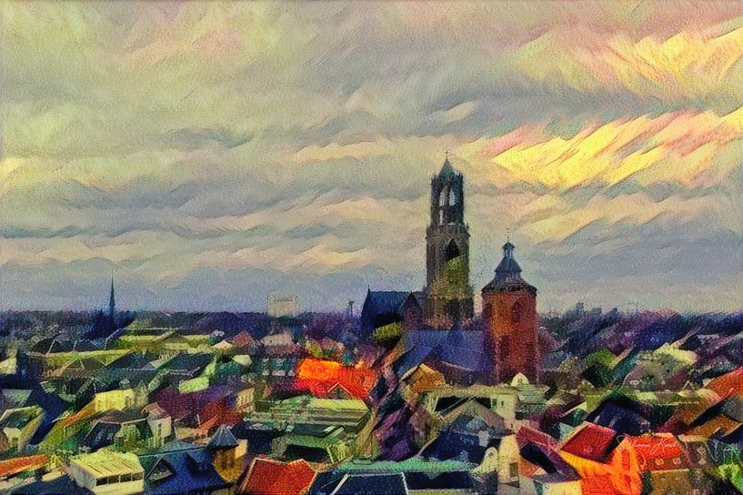 Warm Skyline Utrecht by Slimme Kunst.nl