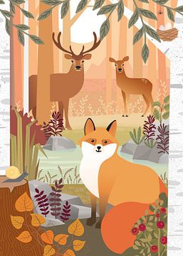 Le renard dans la forêt (orange)