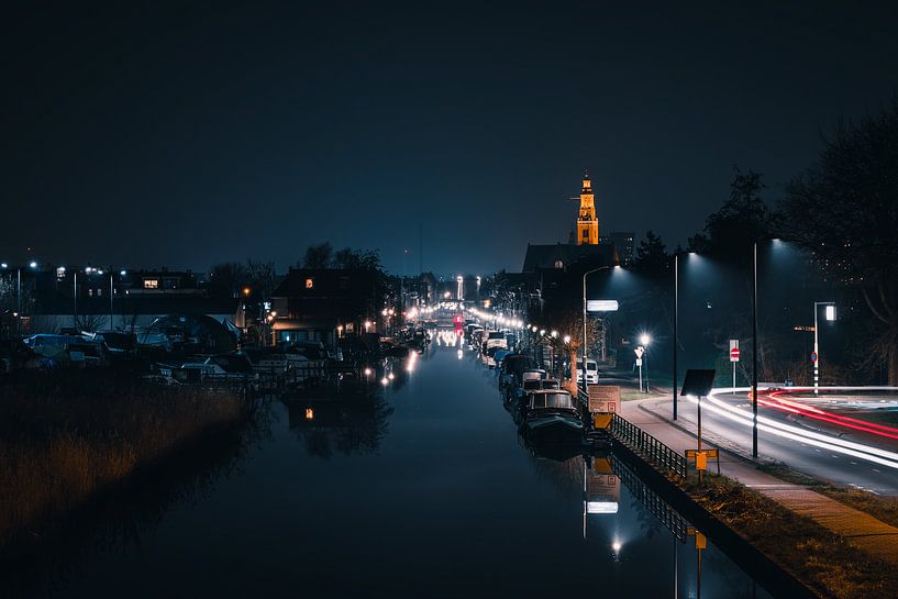 Maassluis de Noordvliet in de nacht van Nathan Okkerse