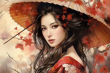 Japanse schoonheidsvrouw, kunstontwerp van Animaflora PicsStock