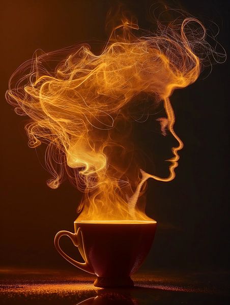 eine Tasse Kaffee oder Cappuccino mit einer weiblichen Person trinken von Egon Zitter