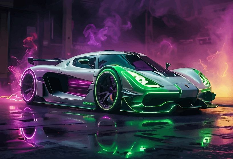 Koenigsegg Jesko - Schnelligkeit in Neon von MIROKKU