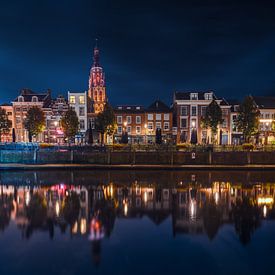 Reflection of De Grote Kerk in De Nieuwe Haven in Breda by Joris Bax