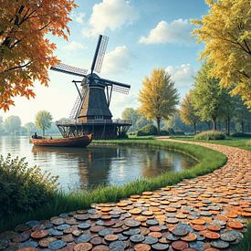 Hollands landschap met pad van geld van Basahen