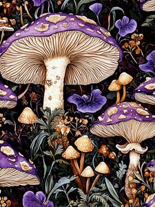 Mushrooms floral art 2