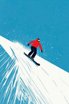 Snowboarden in een winterparadijs van Poster Art Shop