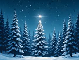 Fir trees in the snow by HorizonArtistry