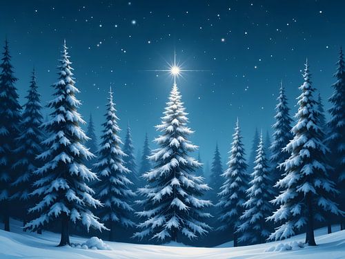 Dennenbomen in de sneeuw