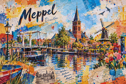 Peinture représentant Meppel aux Pays-Bas – Un petit coin de Drenthe qui sort de l'ordinaire