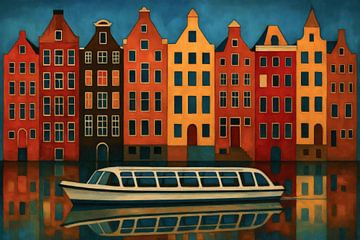 De betovering van de Amsterdamse grachten bij avond