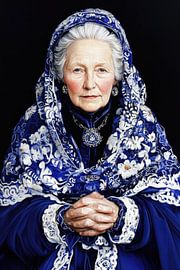 Alte Frau in Delfter Keramik von Franka Poulain