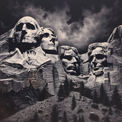 Mount Rushmore zwart-wit