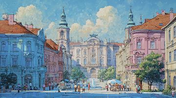 Zagreb Kroatië schets-artistiek panorama van TheXclusive Art