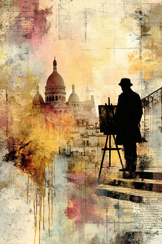 Painter in Paris – Dreamy Painting in Gold