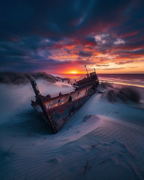 Boat, quiet coastline by fernlichtsicht
