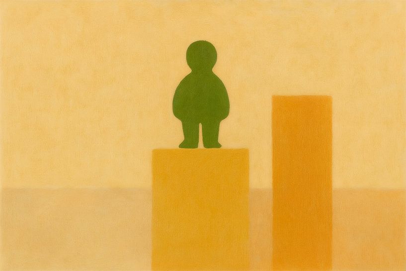 Abstrakte Kinderfigur auf gelber Ebene von Kleurenrijk