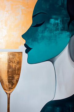 Golden dreams - Silhouette of joy by Poster Art Shop