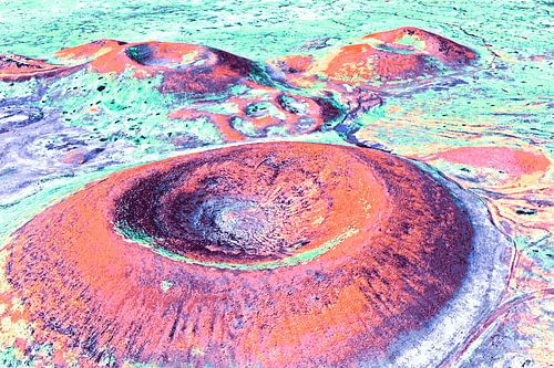 Volcanoes from a bird's eye view mixed media