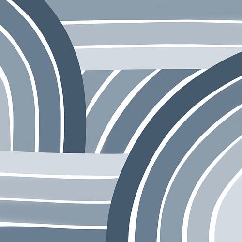 Modern retro - blue illustration navy denim