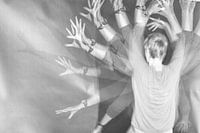 Dancing hands in black and white