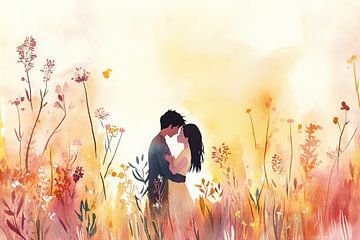Liefde en Bloemen | Stel in de Tuin van Blikvanger Schilderijen