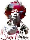 Portrait abstrait de Jimi Hendrix Art au pochoir par Art By Dominic Aperçu