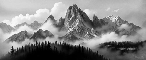 Berglandschap in zwart-wit - Een trilogie van drie foto's (1 van 3)