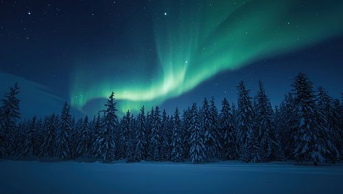 Northern lights over a forest