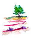 Boom in het Heideveld | Aquarel schilderij van WatercolorWall thumbnail