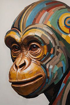 Bunte neue Kunst Affen Porträt von Art & Soul Creations