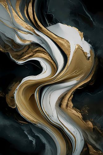Abstract marmer schilderij met goud accenten