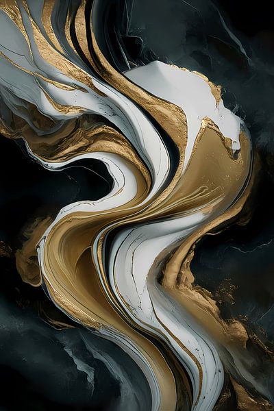 Abstract marmer schilderij met goud accenten van Art & Soul Creations