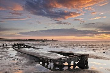 Praam in the mud flats by John Leeninga