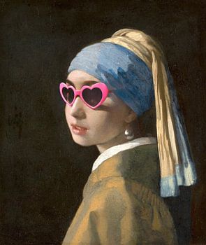 Girl with the pearl earring with pink heart-shaped sunglasses il