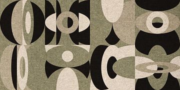 Style Bauhaus abstrait industriel géométrique en vert pastel, beige, noir V sur Dina Dankers