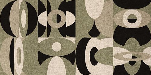 Bauhaus stijl abstracte industriële geometrische in pastel groen, beige, zwart V