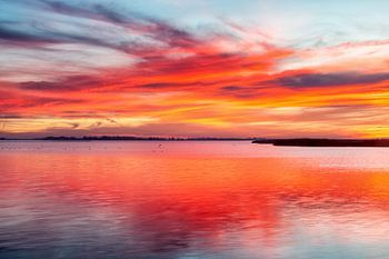 Lauwersmeer lake after sunset
