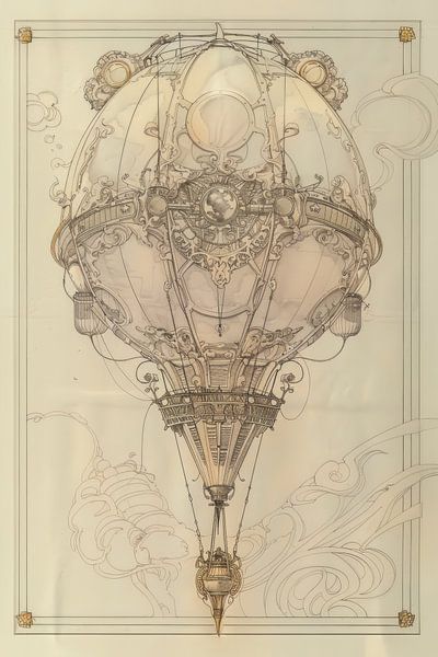Zeichnung, Heißluftballon -2 von Peter Pen Zeichnungen und Gemälde