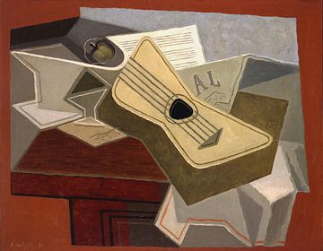 Juan Gris, gitaar en krant - 1925 van Atelier Liesjes