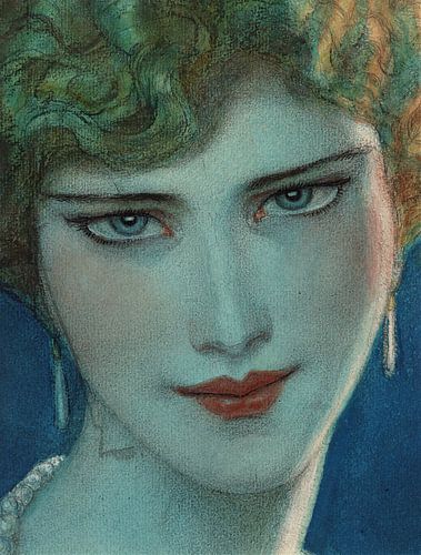 Gezicht van blond meisje met oorbellen, Wladyslaw T. Benda