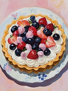 Frisches Obst auf cremigem Kuchen