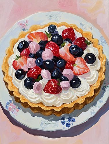 Vers Fruit op Romige Taart