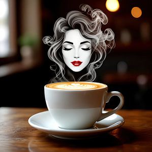 femme avec une tasse de cappuccino chaude