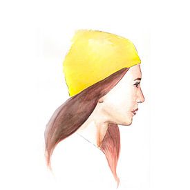 Girl in a lemon beanie. von Jun-Yi Lee