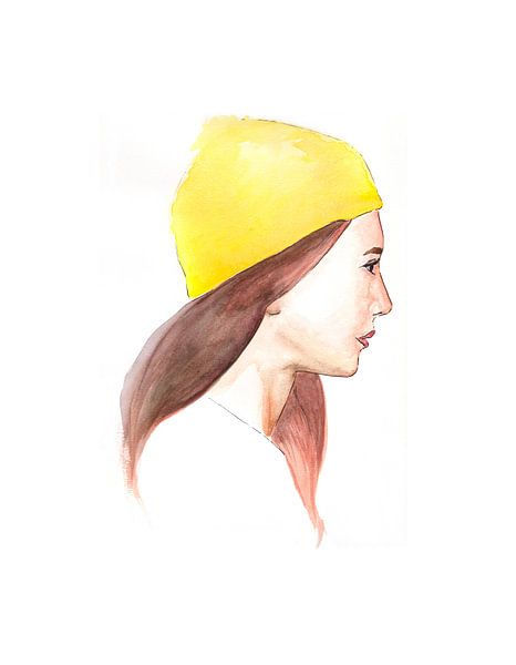 Girl in a lemon beanie. van Jun-Yi Lee